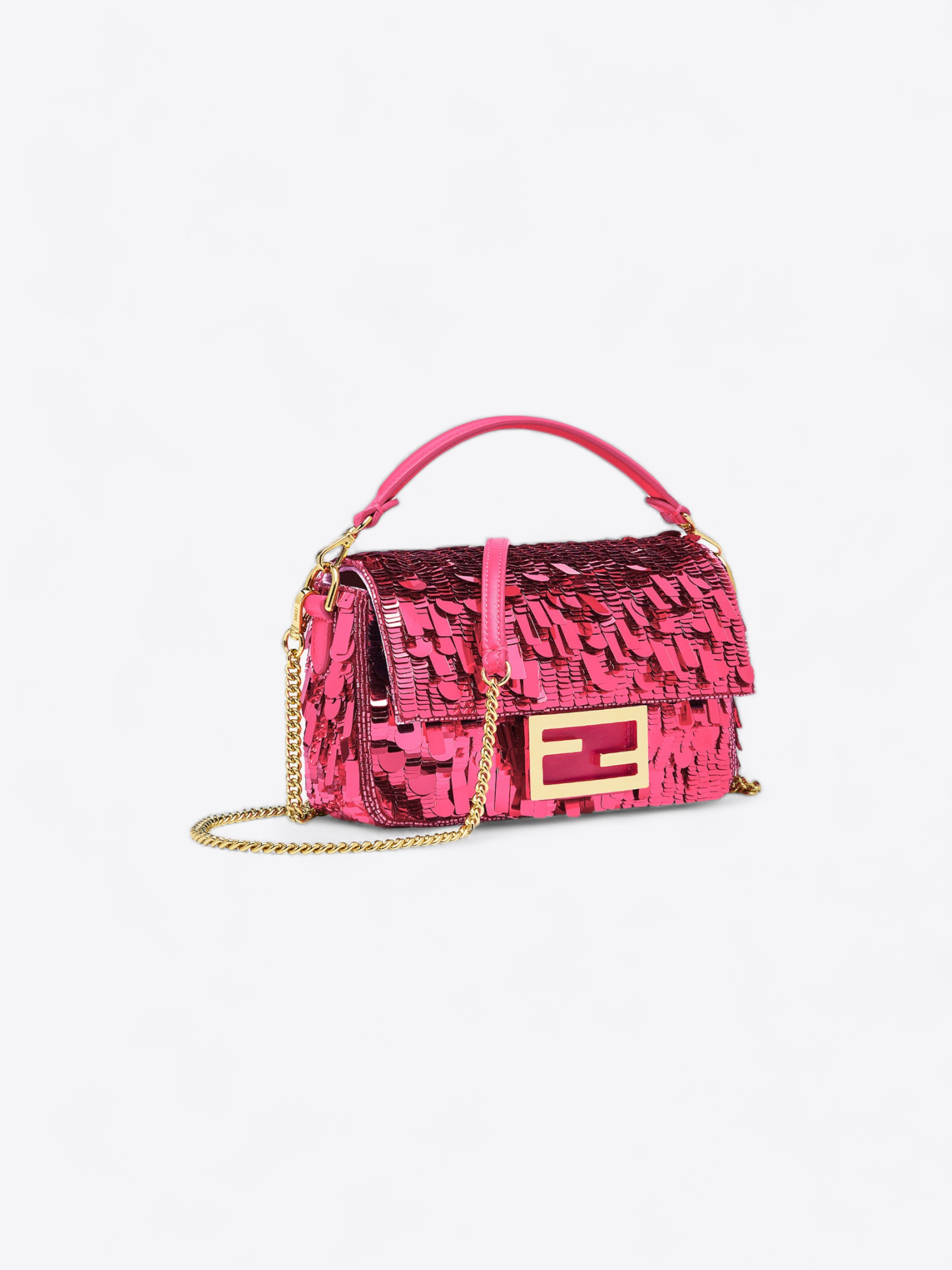 Vermietung Tasche Fendi Baguette Mini In Fuchsia Pailletten Fur 36 Tag